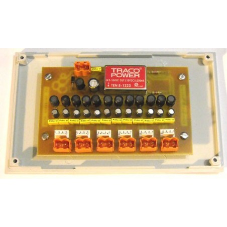 Interface for 6 LEM HAS or HTA current sensors with outputs on screw terminal blocks