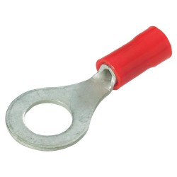 Red 4mm ring crimp terminal for 1.5mm2 cable