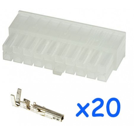 MOLEX male 20 pin connector with 20 female contacts