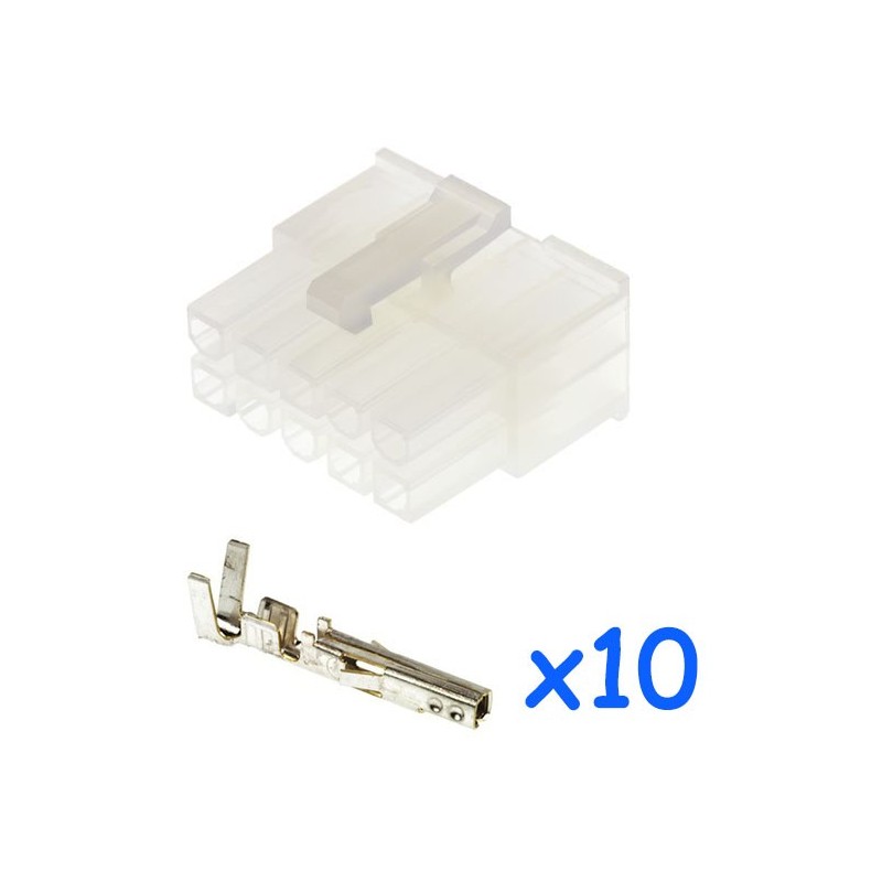 MOLEX male 10 pin connector with 10 female contacts