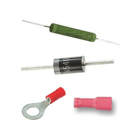 Pack with a 220R pre-charge resistor and a free-wheeling diode
