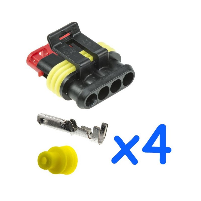4 way male connector pack with 4 female pin AMP Superseal 1.5 connector