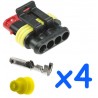 4 way male connector pack with 4 female pin AMP Superseal 1.5 connector