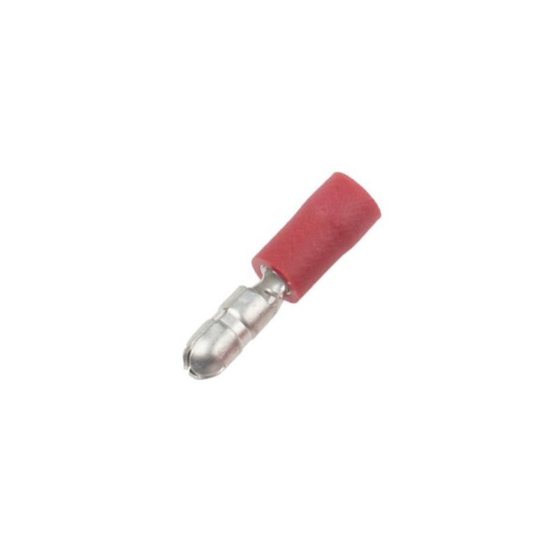 4mm Red Male Cylindrical Crimp Lug for 1.5mm2 Cable