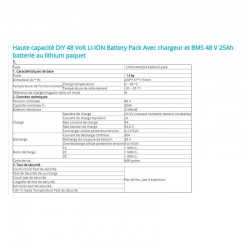 Batterie Lithium 48V 25Ah High Density avec BMS et chargeur