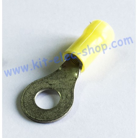 Yellow 6mm ring crimp terminal for 6mm2 cable