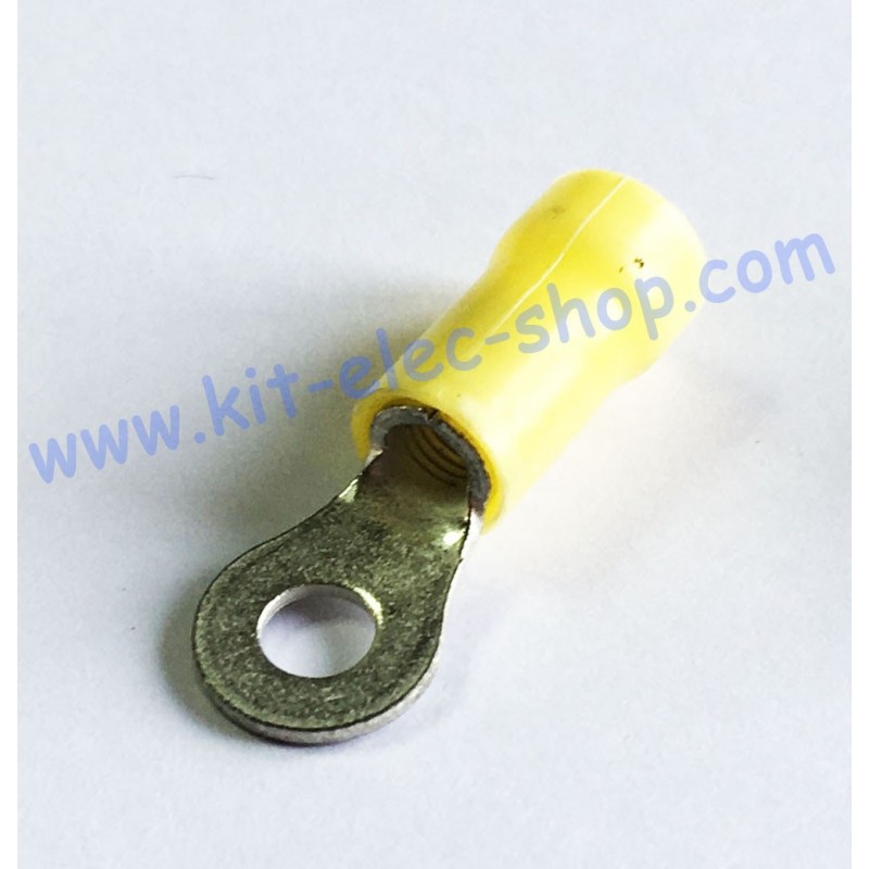 Yellow 4mm ring crimp terminal for 6mm2 cable