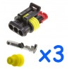 3 way male connector pack with 3 female AMP Superseal 1.5 pins