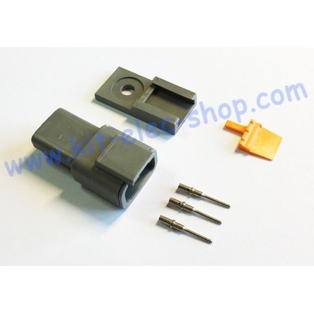 DEUTSCH DTM 3-pin female connector pack with 3 male contacts