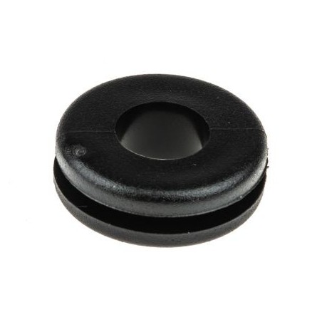 6.4mm black PVC grommet with 9.5mm cut-out