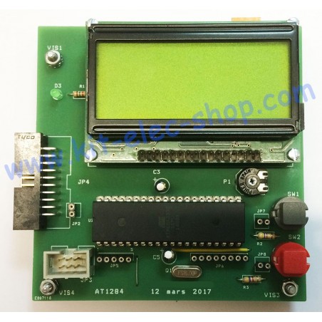 ATmega1284-PU board with 16x4 line LCD display and ISP connector