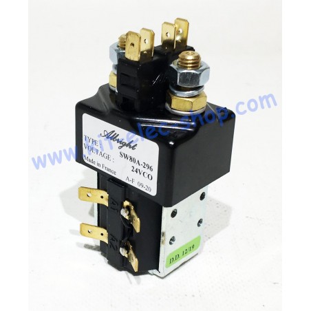 Contactor SW80A-296 24V direct current with cover and auxiliary contacts