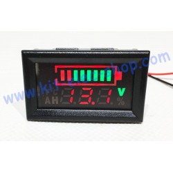 Programmable state of charge battery indicator from 7V to 100V