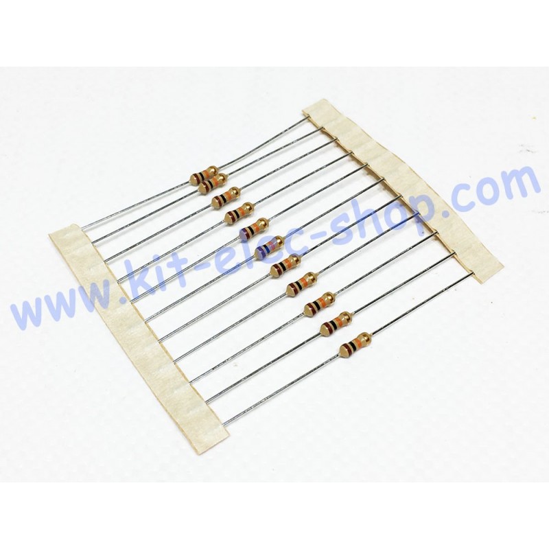 Résistance Carbone 10K Ohms 1/4W (250mW) Tolérance ±5% - Neuf - Marque SRPassives