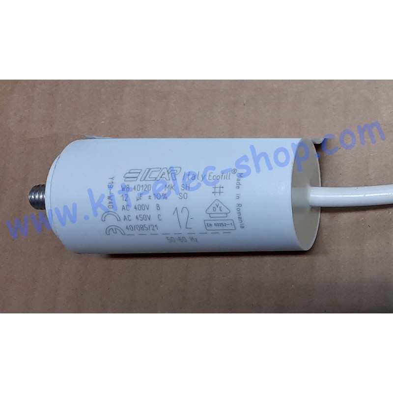 Start-up capacitor 12uF 450V ICAR ECOFILL cable