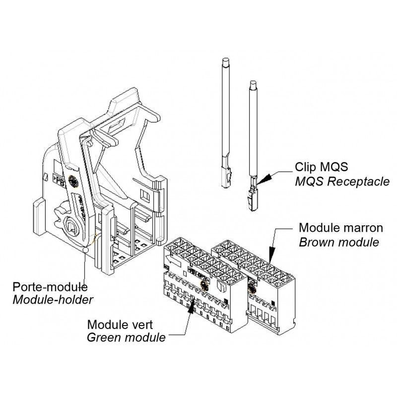 Kit connecteur Micro Quadlock System MQS 40 broches femelle blanc