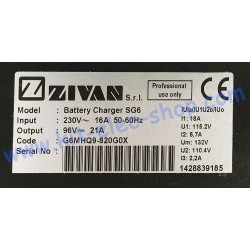 Chargeur ZIVAN SG6 96V 21A étanche pour batterie au Lithium promotion