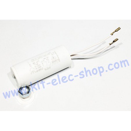 Start-up capacitor 7.5uF 450V ICAR ECOFILL wires FASTON female 2.8mm
