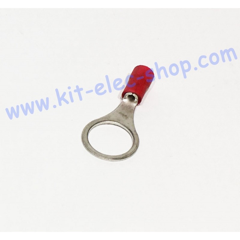 Red 10mm ring crimp terminal for 1.5mm2 cable