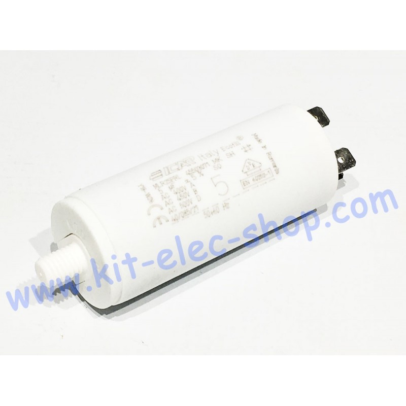 Start-up capacitor 5uF 450V ICAR ECOFILL double faston 71mm