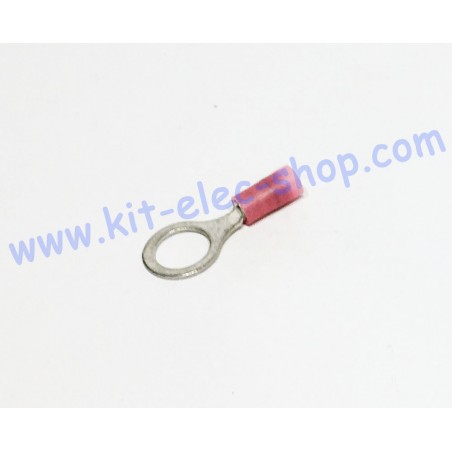 Pink 8mm ring crimp terminal for 1.5mm2 cable