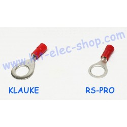 Cosse à oeillet 10mm rouge pour câble de 1.5mm2 KLAUKE