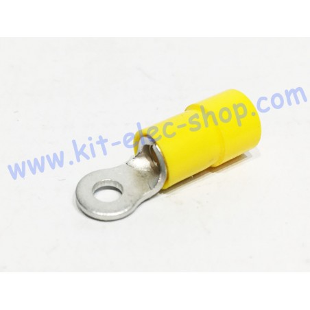 Yellow 3mm ring crimp terminal for 6mm2 cable