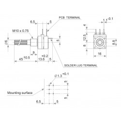 Potentiomètre PIHER 4.7k rotatif avec interrupteur