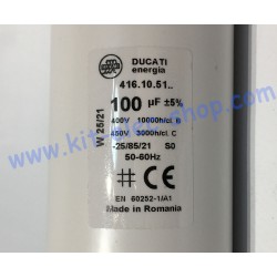 Condensateur de démarrage 100uF 450V DUCATI 4.16.10.51.14