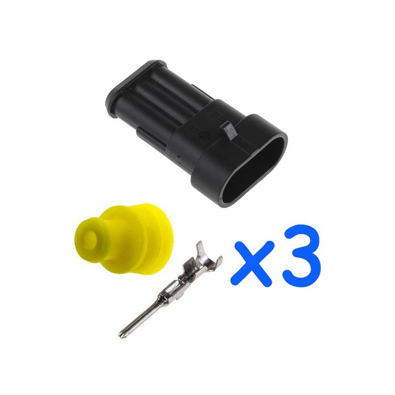 3 way female connector kit with 3 male pin AMP Superseal 1.5 connector