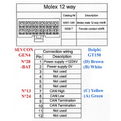 Câble afficheur ITC connecteur MOLEX 12 broches vers MOLEX 8 broches