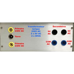 Transformateur pédagogique IP2x 230VAC 2x9VAC 160VA