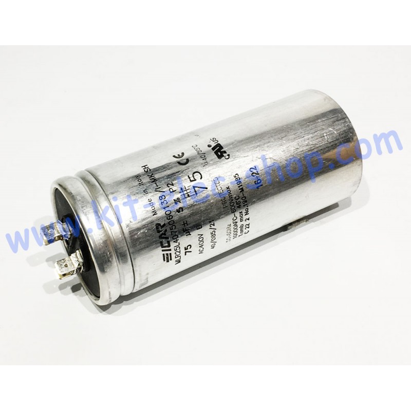 Start-up capacitor 5uF 450VAC-890VDC DUCATI double faston aluminium 416.42.3475