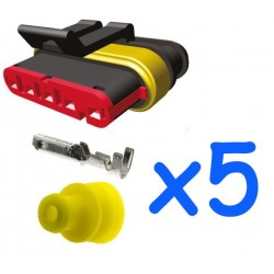 Kit connecteur mâle 5 broches avec 5 contacts femelle AMP Superseal 1.5