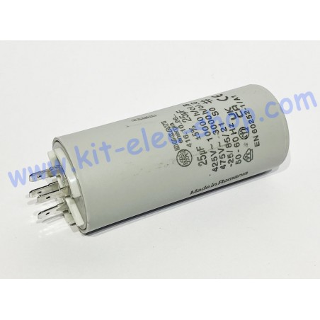 Start-up capacitor 25uF 450V DUCATI double faston 416.10.2664