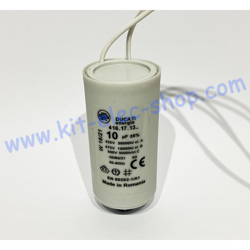 Condensateur De Démarrage 8µF 425V-475V Pour Sèche-Linge Ducati Electrolux - Code 416.25.5392 - Fabriqué En UE