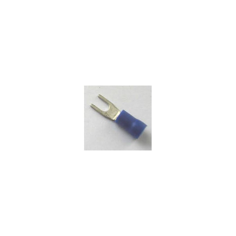 Cosse à fourche isolée L4mm bleue pour câble 2.5mm2
